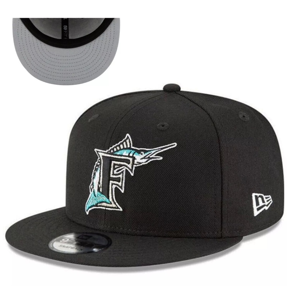 Florida Marlins 9FIFTY Adjustable Snap Back New Era Cap - Black
